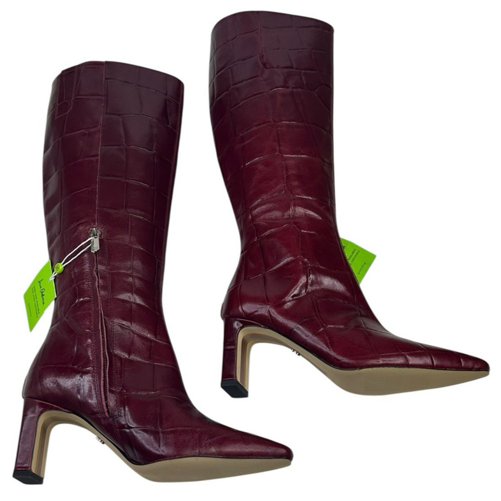 Sam Edelman Sylvia 2 Knee-High Boots French Merlot Croco Leather Size 6.5M New - Picture 5 of 10